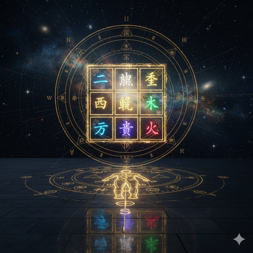 九星気学を象徴する星図と五行のイメージ
